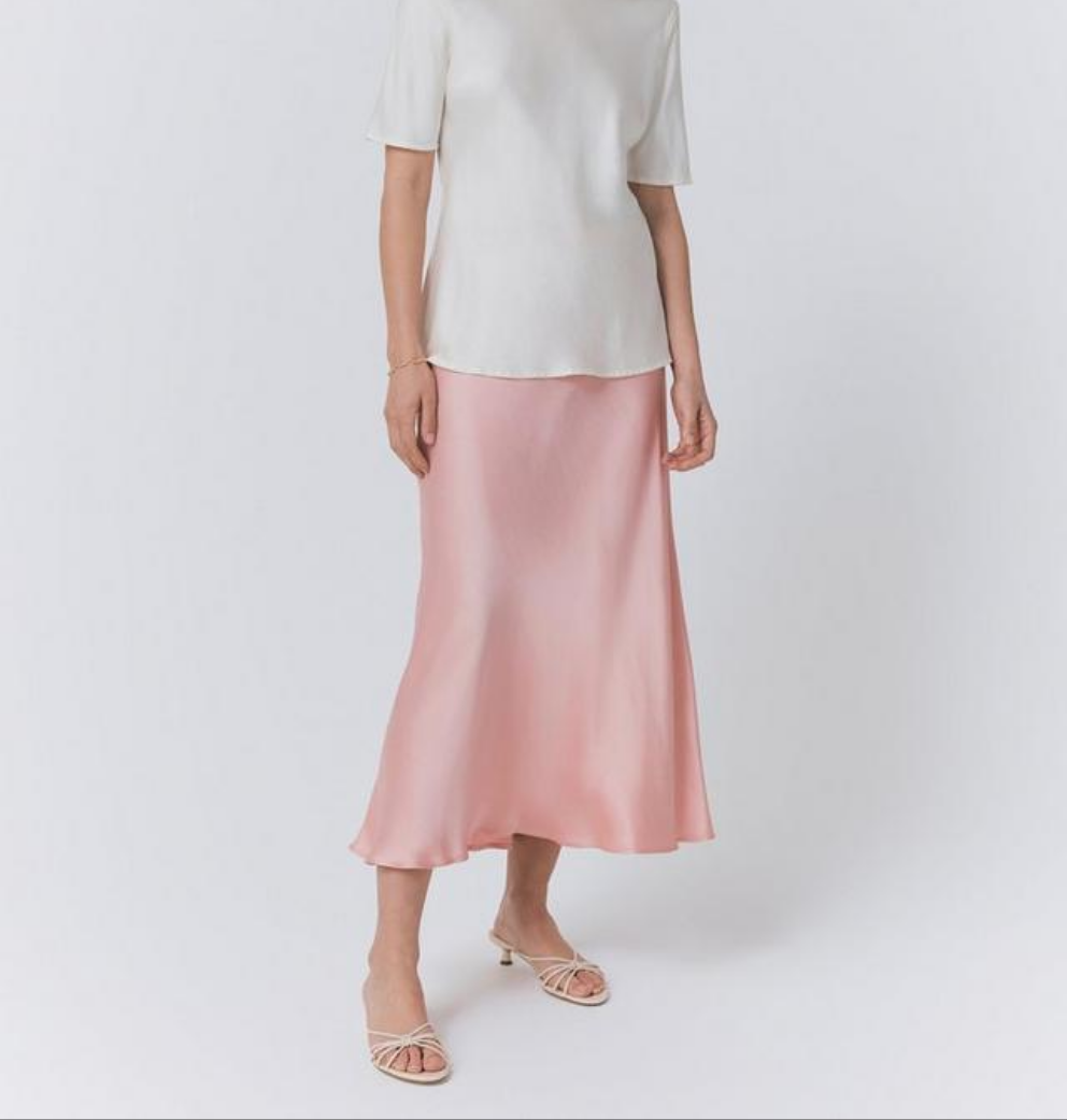 BABY PINK | SATIN MIDI SKIRT
