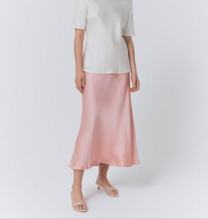 BABY PINK | SATIN MIDI SKIRT