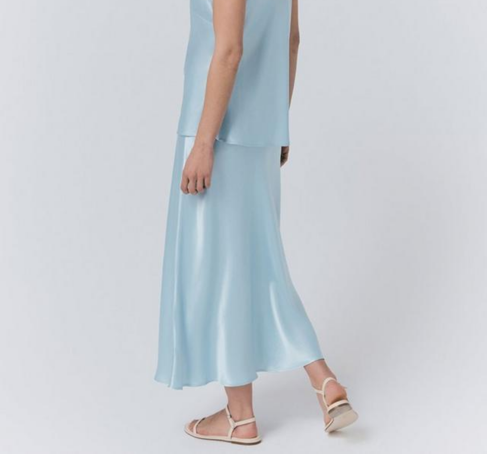 FAIRY BLUE | SATIN MIDI SKIRT