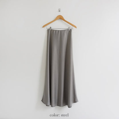 STEEL GREY| SATIN MIDI SKIRT