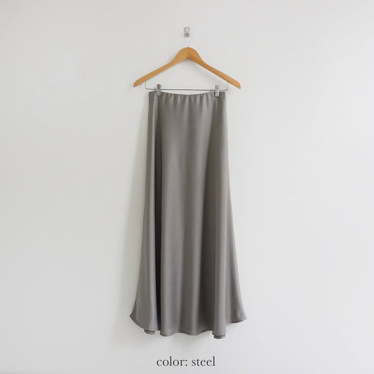 STEEL GREY| SATIN MIDI SKIRT