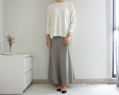 STEEL GREY| SATIN MIDI SKIRT