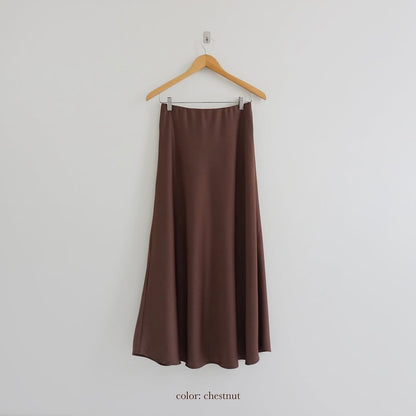CHESTNUT BROWN | SATIN MIDI SKIRT