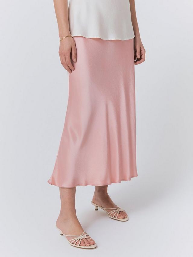 BABY PINK | SATIN MIDI SKIRT