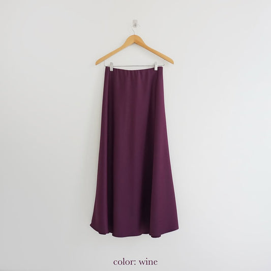 WINE PURPLE | SATIN MIDI SKIRT