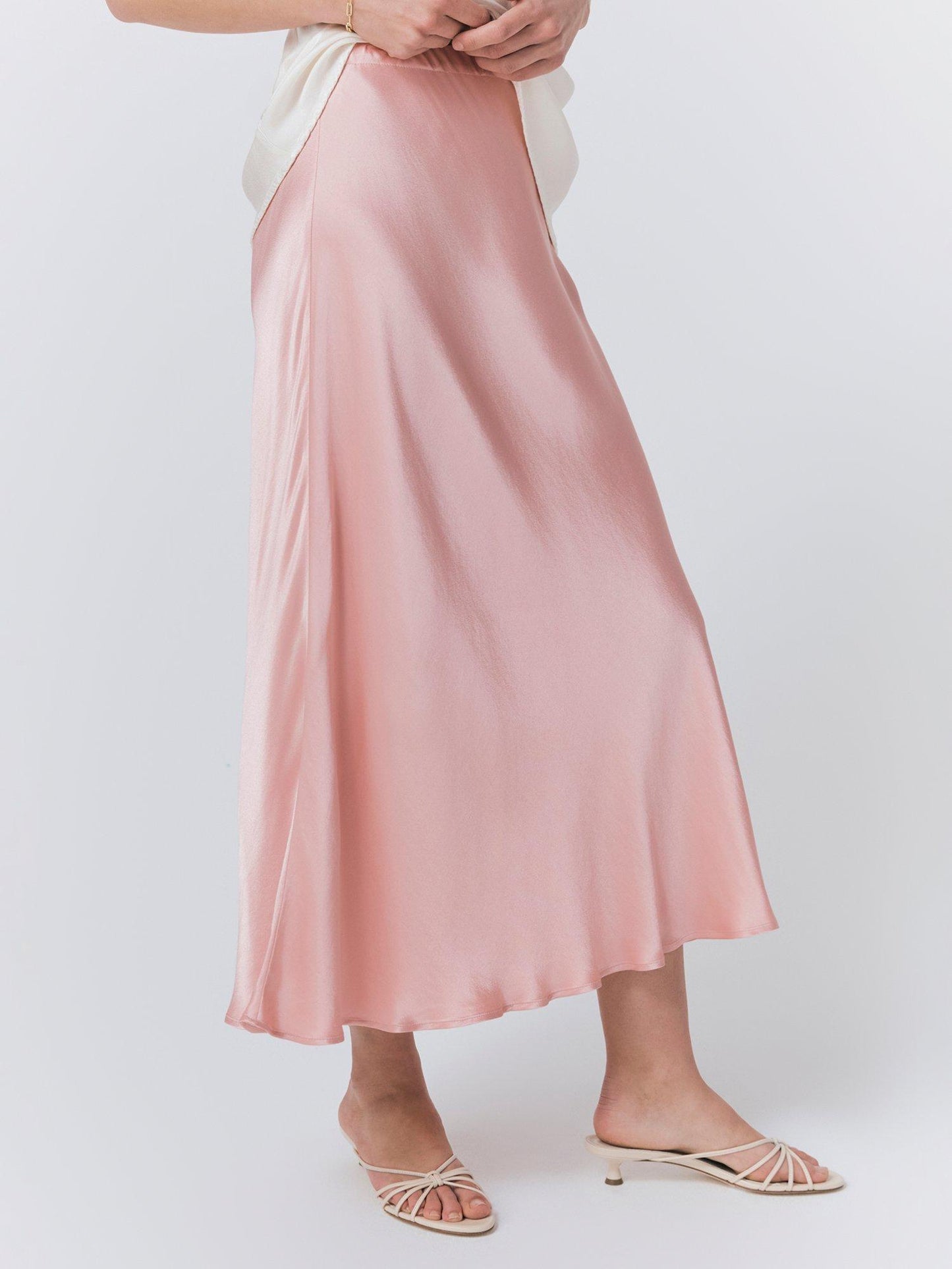 BABY PINK | SATIN MIDI SKIRT